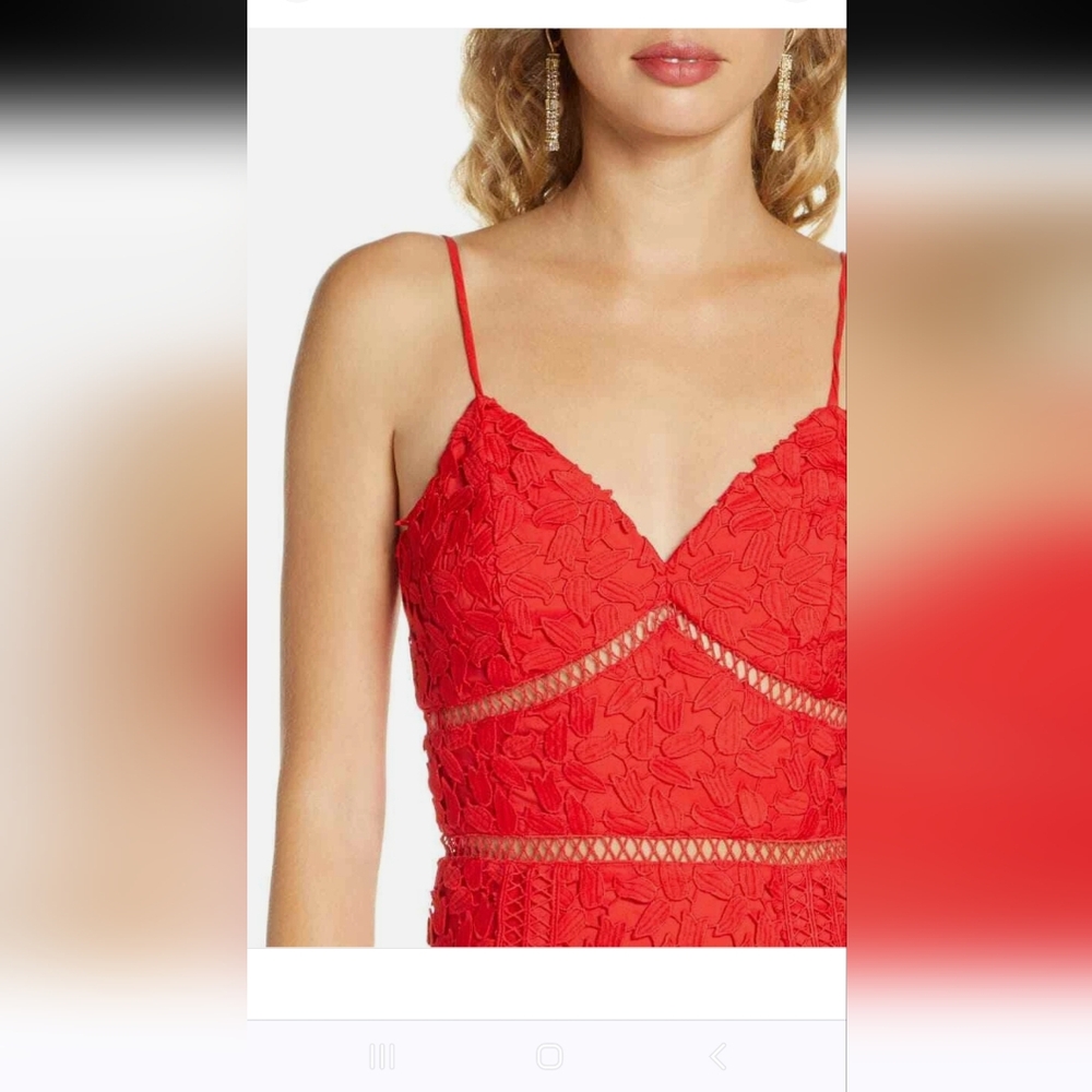 $248 Bardot Revolve Roxy Elegant Red Lace Dress - Picture 2 of 9